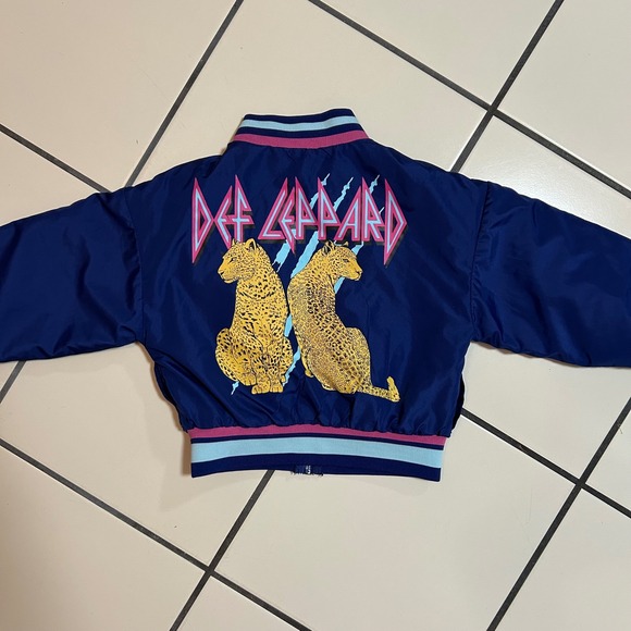 Little Girl's Def Leopard Jacket Blue Leopard Print Track Jacket Size 4/5 - Picture 3 of 4